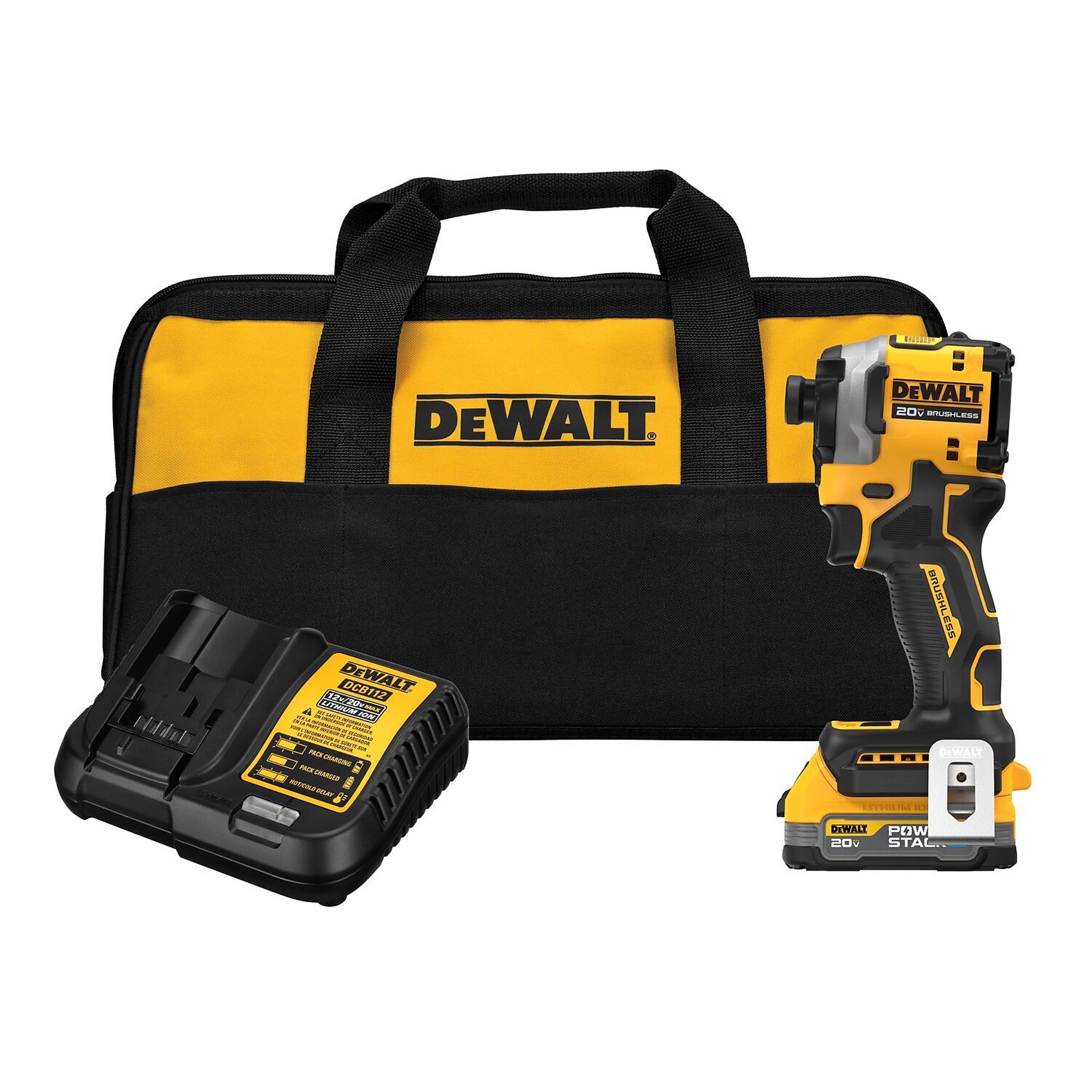 DEWALT, 20V Max Atomic Impact Driver Kit, Drive Size 1/4 in, Max. Torque 152 ft-lbs., Volts 20, Model# DCF850E1